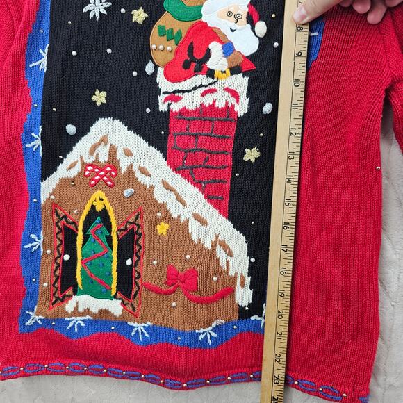 Vintage Christmas Cardigan Womens Small Santa Retro Sweater Grandma Embroidered - Picture 6 of 7